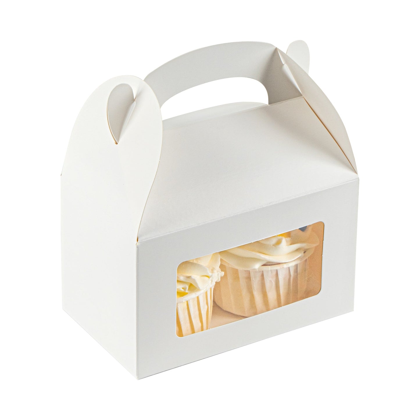 Bio Tek White Paper Gable Box / Take Out Container - Greaseproof, with Window - 6" x 3 1/2" x 3 1/2" - 100 count box