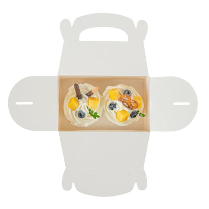 Bio Tek White Paper Gable Box / Take Out Container - Greaseproof, with Window - 6" x 3 1/2" x 3 1/2" - 100 count box
