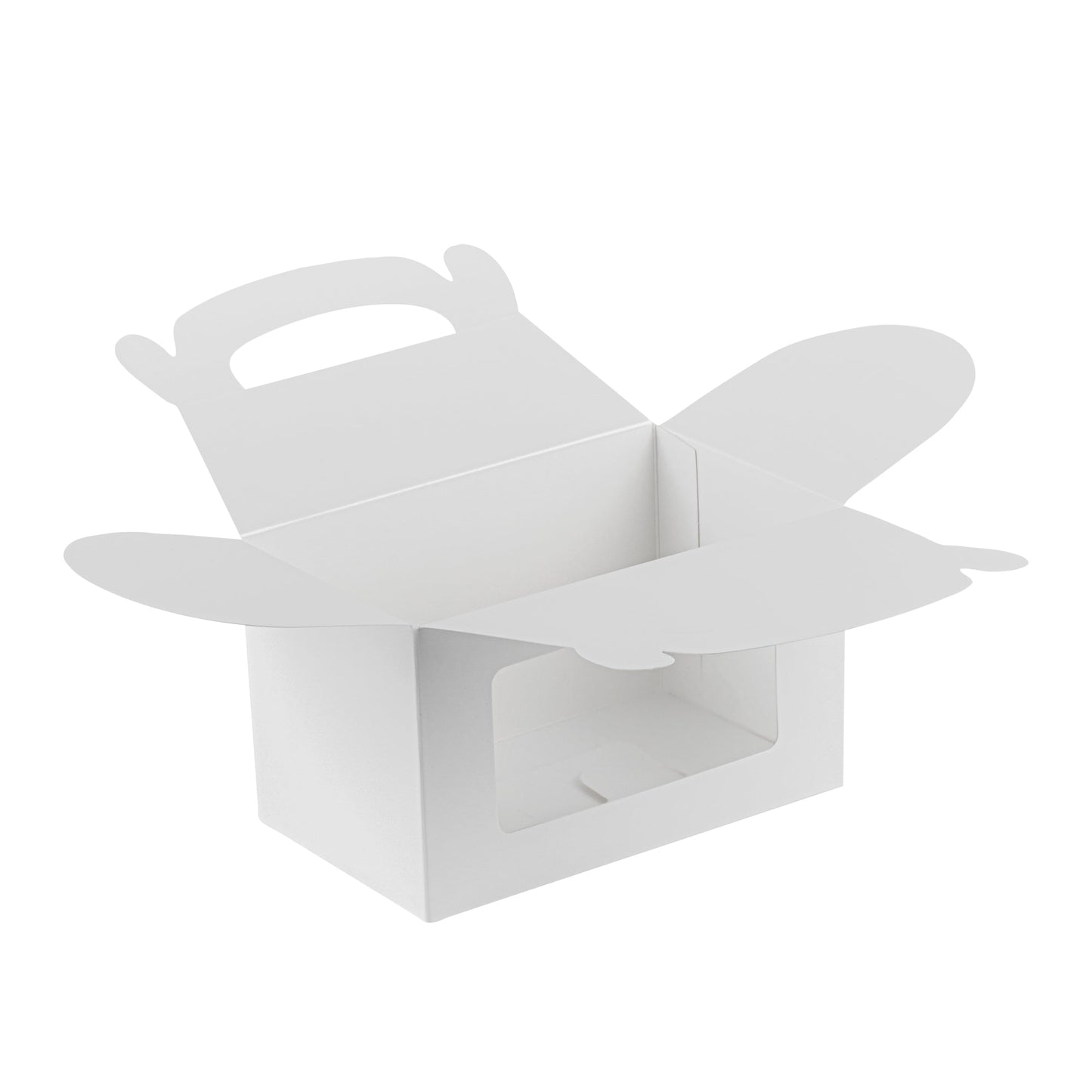 Bio Tek White Paper Gable Box / Take Out Container - Greaseproof, with Window - 6" x 3 1/2" x 3 1/2" - 100 count box