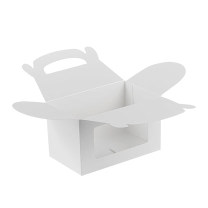 Bio Tek White Paper Gable Box / Take Out Container - Greaseproof, with Window - 6" x 3 1/2" x 3 1/2" - 100 count box