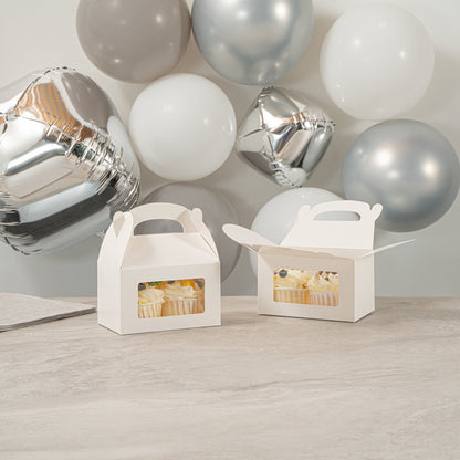 Bio Tek White Paper Gable Box / Take Out Container - Greaseproof, with Window - 6" x 3 1/2" x 3 1/2" - 100 count box