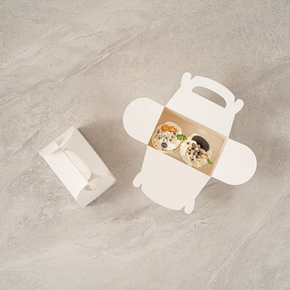 Bio Tek White Paper Gable Box / Take Out Container - Greaseproof, with Window - 6" x 3 1/2" x 3 1/2" - 100 count box