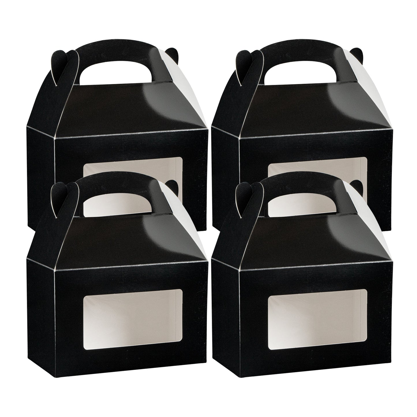 Bio Tek Black Paper Gable Box / Take Out Container - Greaseproof, with Window - 8 1/2" x 4 3/4" x 5 1/2" - 100 count box
