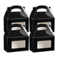 Bio Tek Black Paper Gable Box / Take Out Container - Greaseproof, with Window - 8 1/2" x 4 3/4" x 5 1/2" - 25 count box