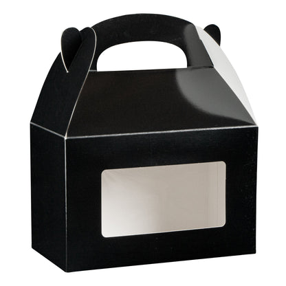 Bio Tek Black Paper Gable Box / Take Out Container - Greaseproof, with Window - 8 1/2" x 4 3/4" x 5 1/2" - 25 count box