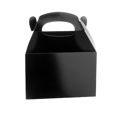 Bio Tek Black Paper Gable Box / Take Out Container - Greaseproof, with Window - 8 1/2" x 4 3/4" x 5 1/2" - 100 count box