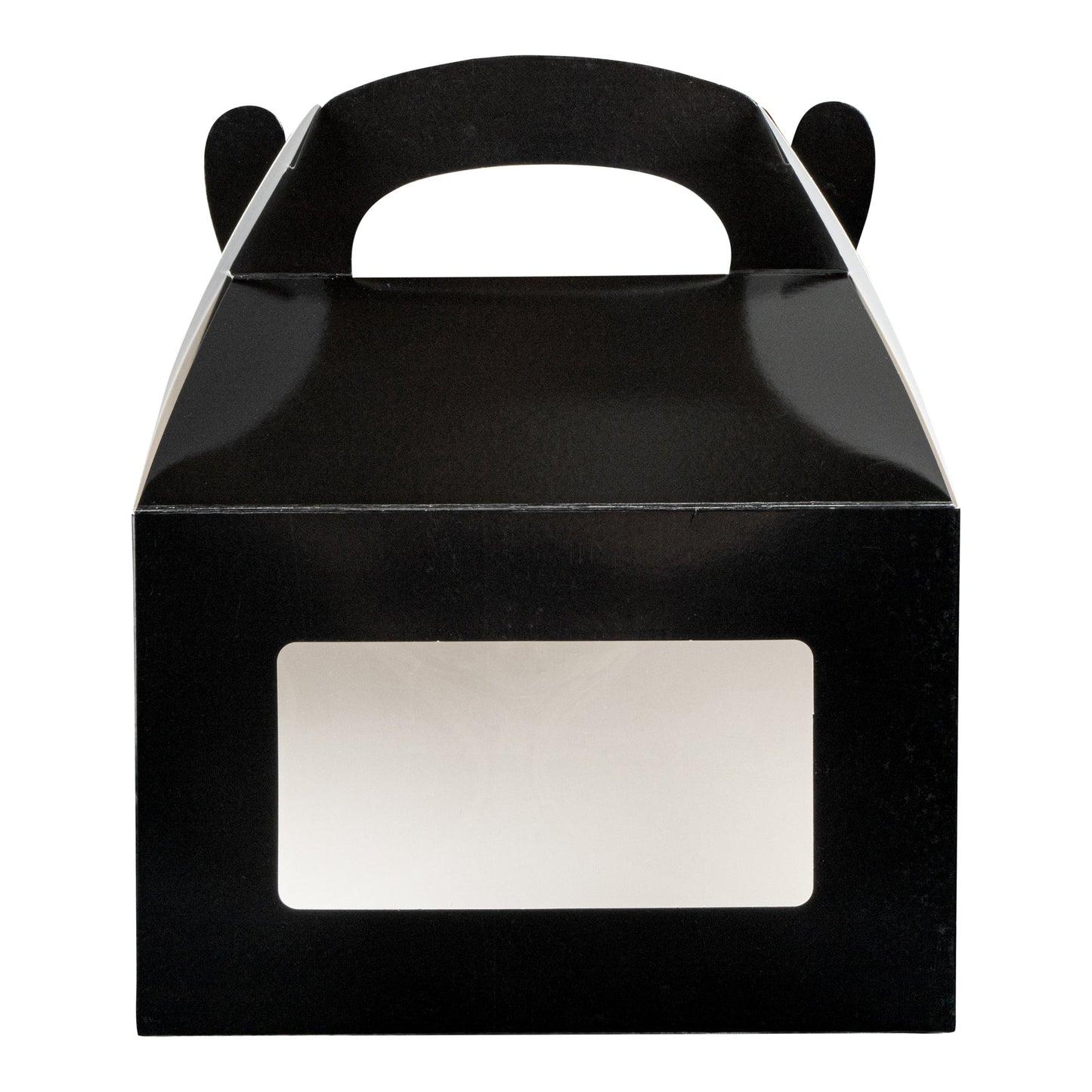 Bio Tek Black Paper Gable Box / Take Out Container - Greaseproof, with Window - 8 1/2" x 4 3/4" x 5 1/2" - 100 count box