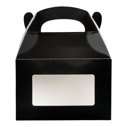 Bio Tek Black Paper Gable Box / Take Out Container - Greaseproof, with Window - 8 1/2" x 4 3/4" x 5 1/2" - 100 count box