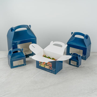 Bio Tek Frenchie Paper Gable Box / Take Out Container - with Window - 8 1/2" x 4 3/4" x 5 1/2" - 25 count box