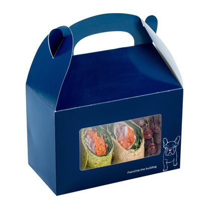 Bio Tek Frenchie Paper Gable Box / Take Out Container - with Window - 8 1/2" x 4 3/4" x 5 1/2" - 100 count box