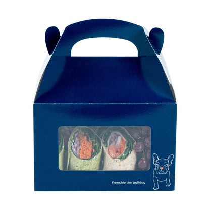 Bio Tek Frenchie Paper Gable Box / Take Out Container - with Window - 8 1/2" x 4 3/4" x 5 1/2" - 100 count box