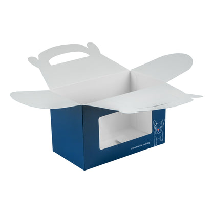 Bio Tek Frenchie Paper Gable Box / Take Out Container - with Window - 8 1/2" x 4 3/4" x 5 1/2" - 100 count box
