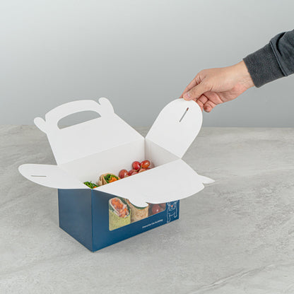 Bio Tek Frenchie Paper Gable Box / Take Out Container - with Window - 8 1/2" x 4 3/4" x 5 1/2" - 100 count box