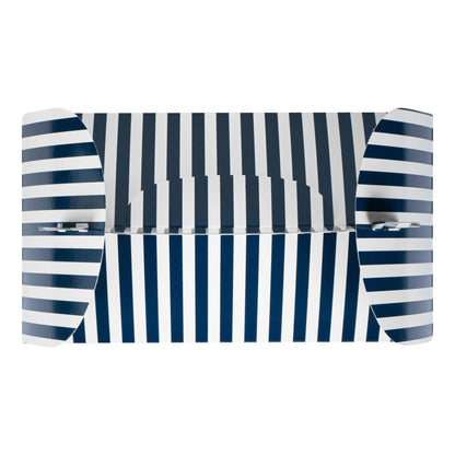 Bio Tek Blue and White Stripe Paper Gable Box / Take Out Container - with Window - 8 1/2" x 4 3/4" x 5 1/2" - 25 count box
