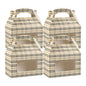 Bio Tek Plaid Paper Gable Box / Take Out Container - with Window - 8 1/2" x 4 3/4" x 5 1/2" - 25 count box