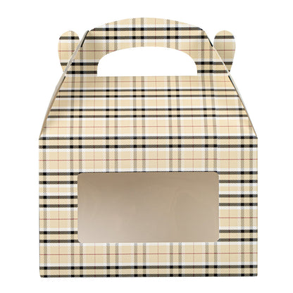 Bio Tek Plaid Paper Gable Box / Take Out Container - with Window - 8 1/2" x 4 3/4" x 5 1/2" - 100 count box