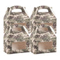 Bio Tek Camouflage Paper Gable Box / Take Out Container - with Window - 8 1/2" x 4 3/4" x 5 1/2" - 25 count box