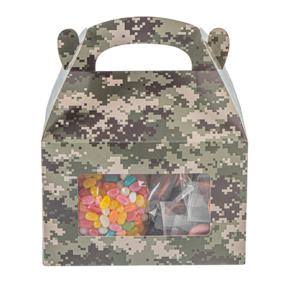 Bio Tek Camouflage Paper Gable Box / Take Out Container - with Window - 8 1/2" x 4 3/4" x 5 1/2" - 100 count box