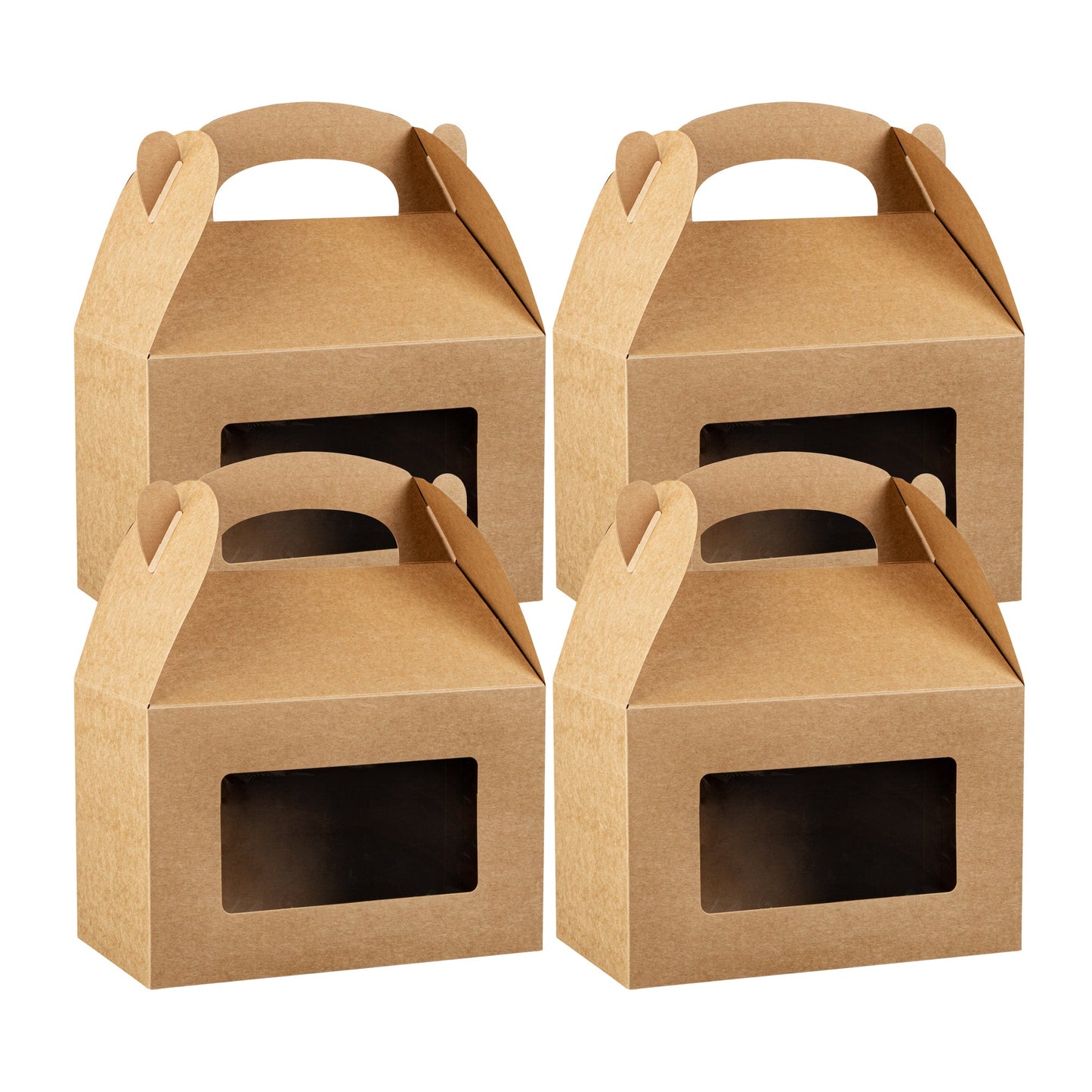 Bio Tek Kraft Paper Gable Box / Take Out Container - Greaseproof, with Window - 8 1/2" x 4 3/4" x 5 1/2" - 100 count box