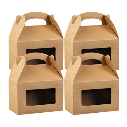 Bio Tek Kraft Paper Gable Box / Take Out Container - Greaseproof, with Window - 8 1/2" x 4 3/4" x 5 1/2" - 25 count box