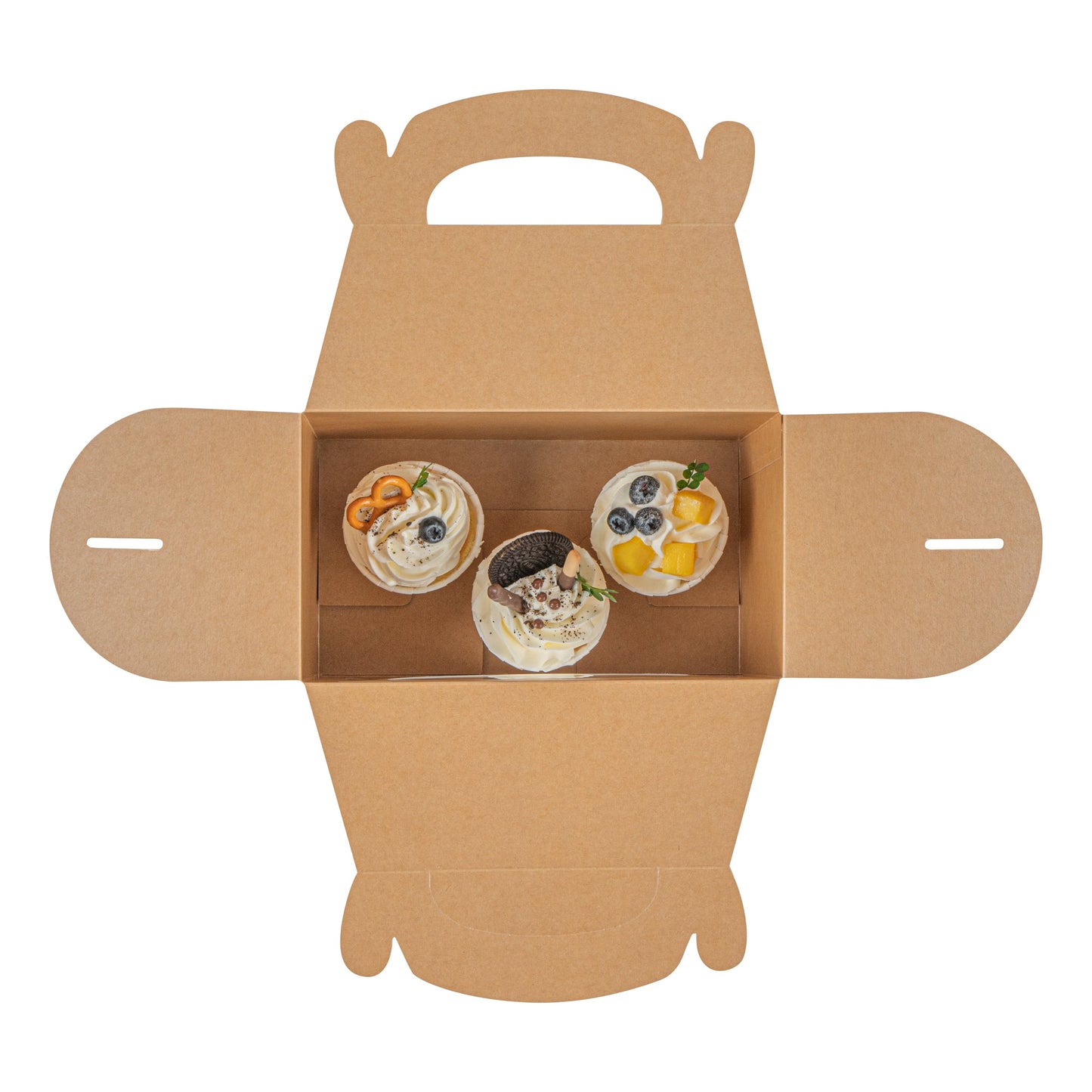 Bio Tek Kraft Paper Gable Box / Take Out Container - Greaseproof, with Window - 8 1/2" x 4 3/4" x 5 1/2" - 25 count box