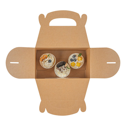 Bio Tek Kraft Paper Gable Box / Take Out Container - Greaseproof, with Window - 8 1/2" x 4 3/4" x 5 1/2" - 25 count box
