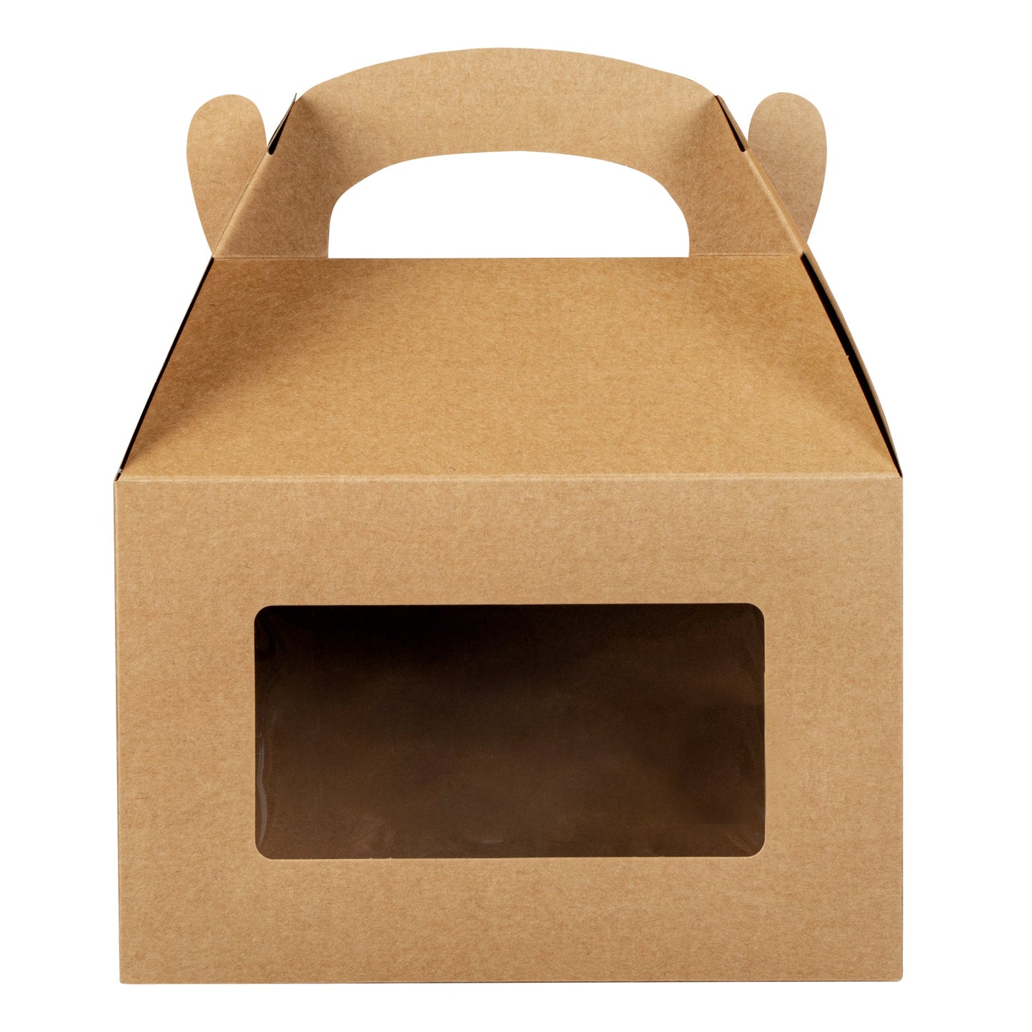 Bio Tek Kraft Paper Gable Box / Take Out Container - Greaseproof, with Window - 8 1/2" x 4 3/4" x 5 1/2" - 25 count box