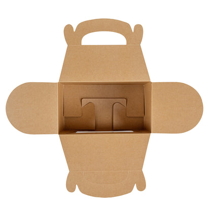 Bio Tek Kraft Paper Gable Box / Take Out Container - Greaseproof, with Window - 8 1/2" x 4 3/4" x 5 1/2" - 25 count box
