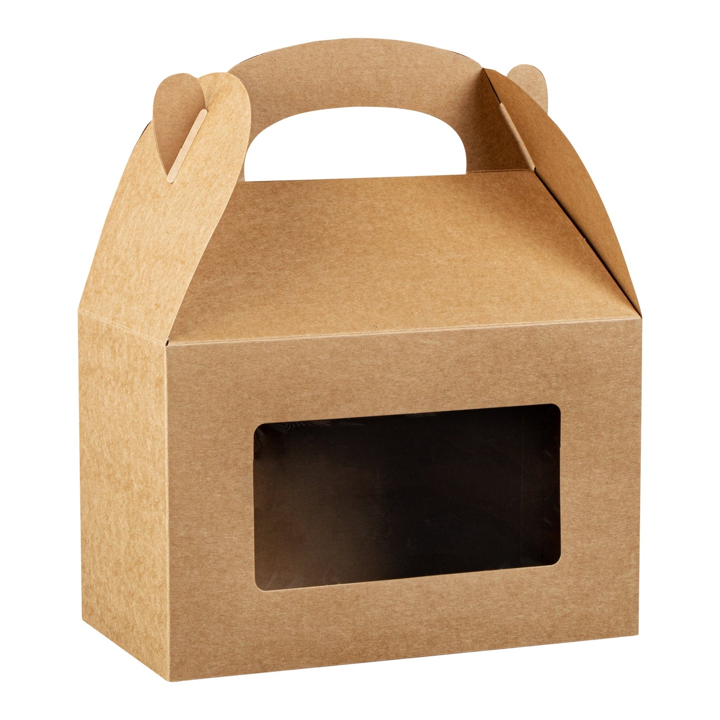 Bio Tek Kraft Paper Gable Box / Take Out Container - Greaseproof, with Window - 8 1/2" x 4 3/4" x 5 1/2" - 100 count box