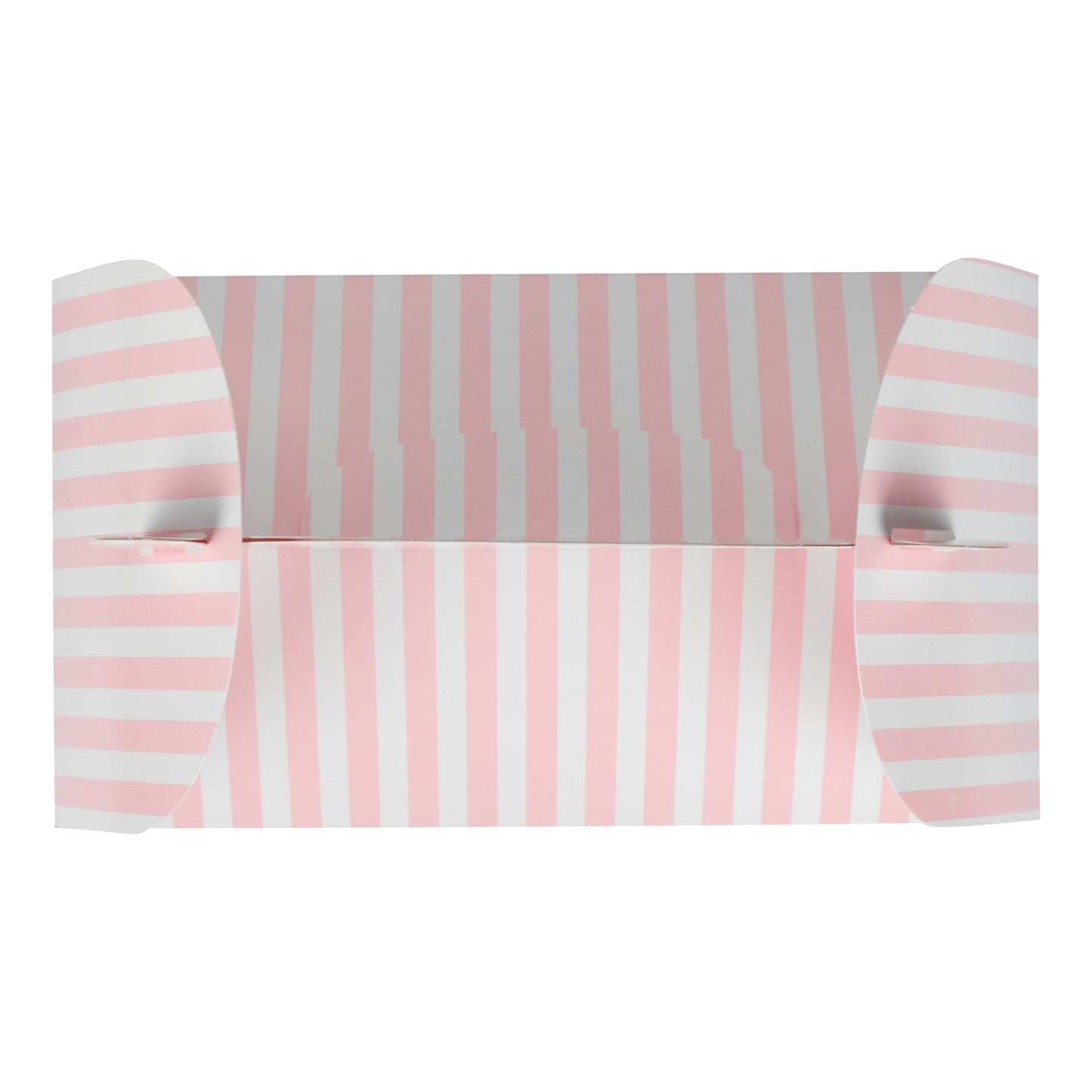 Bio Tek Pink and White Stripe Gable Box / Take Out Container - with Window - 8 1/2" x 4 3/4" x 5 1/2" - 25 count box