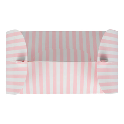 Bio Tek Pink and White Stripe Gable Box / Take Out Container - with Window - 8 1/2" x 4 3/4" x 5 1/2" - 25 count box