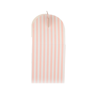 Bio Tek Pink and White Stripe Paper Gable Box / Take Out Container - with Window - 8 1/2" x 4 3/4" x 5 1/2" - 100 count box