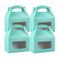Bio Tek Turquoise Paper Gable Box / Take Out Container - with Window - 8 1/2" x 4 3/4" x 5 1/2" - 25 count box