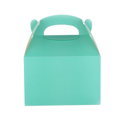 Bio Tek Turquoise Paper Gable Box / Take Out Container - with Window - 8 1/2" x 4 3/4" x 5 1/2" - 25 count box