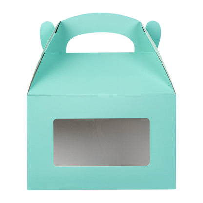 Bio Tek Turquoise Paper Gable Box / Take Out Container - with Window - 8 1/2" x 4 3/4" x 5 1/2" - 25 count box