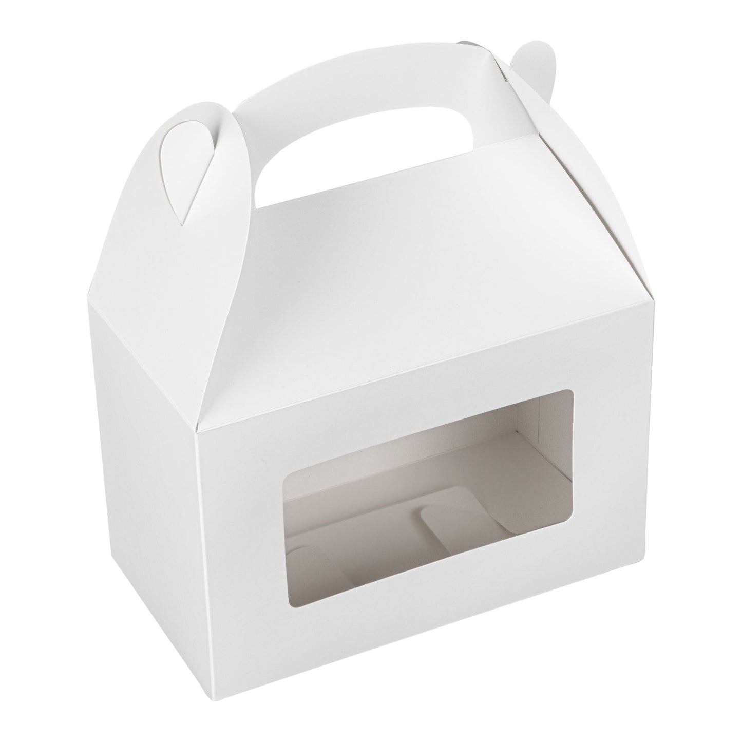 Bio Tek White Paper Gable Box / Take Out Container - Greaseproof, with Window - 8 1/2" x 4 3/4" x 5 1/2" - 100 count box