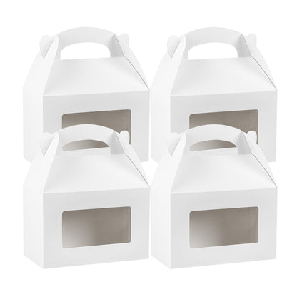 Bio Tek White Paper Gable Box / Take Out Container - Greaseproof, with Window - 8 1/2" x 4 3/4" x 5 1/2" - 100 count box