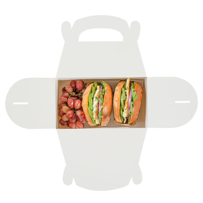Bio Tek White Paper Gable Box / Take Out Container - Greaseproof, with Window - 8 1/2" x 4 3/4" x 5 1/2" - 100 count box