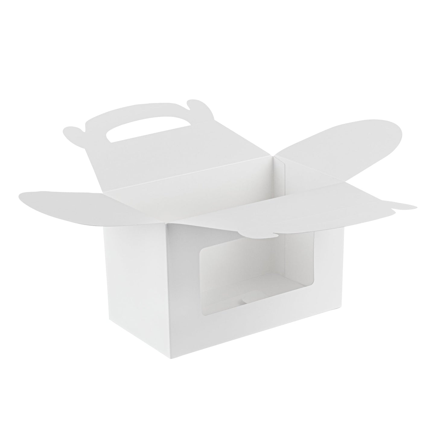 Bio Tek White Paper Gable Box / Take Out Container - Greaseproof, with Window - 8 1/2" x 4 3/4" x 5 1/2" - 100 count box