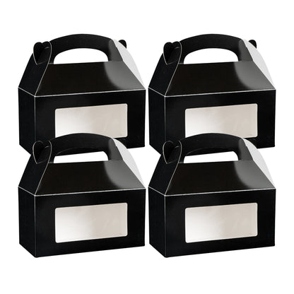 Bio Tek Black Paper Gable Box / Take Out Container - Greaseproof, with Window - 9 1/2" x 5" x 5" - 100 count box