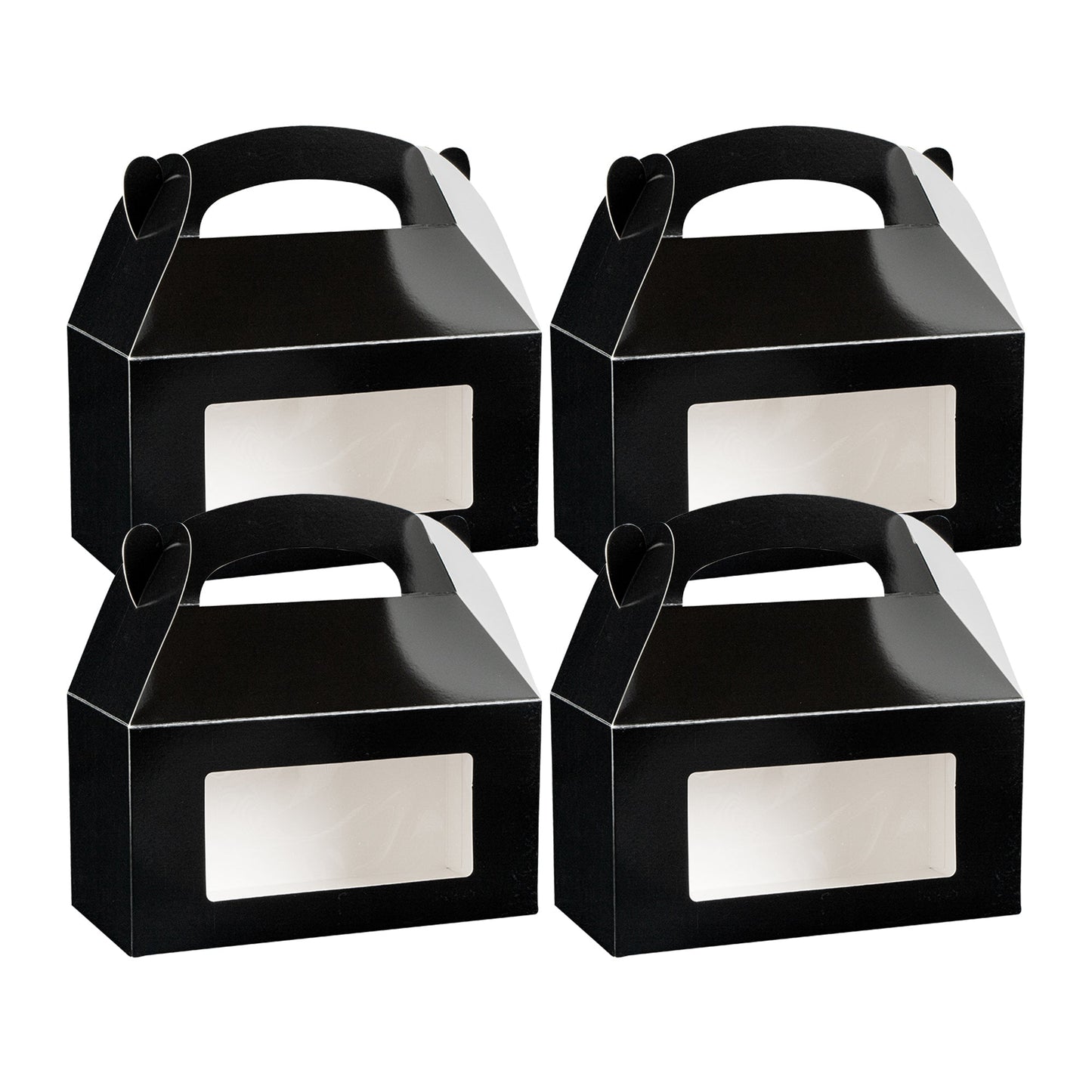 Bio Tek Black Paper Gable Box / Take Out Container - Greaseproof, with Window - 9 1/2" x 5" x 5" - 25 count box