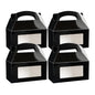 Bio Tek Black Paper Gable Box / Take Out Container - Greaseproof, with Window - 9 1/2" x 5" x 5" - 25 count box