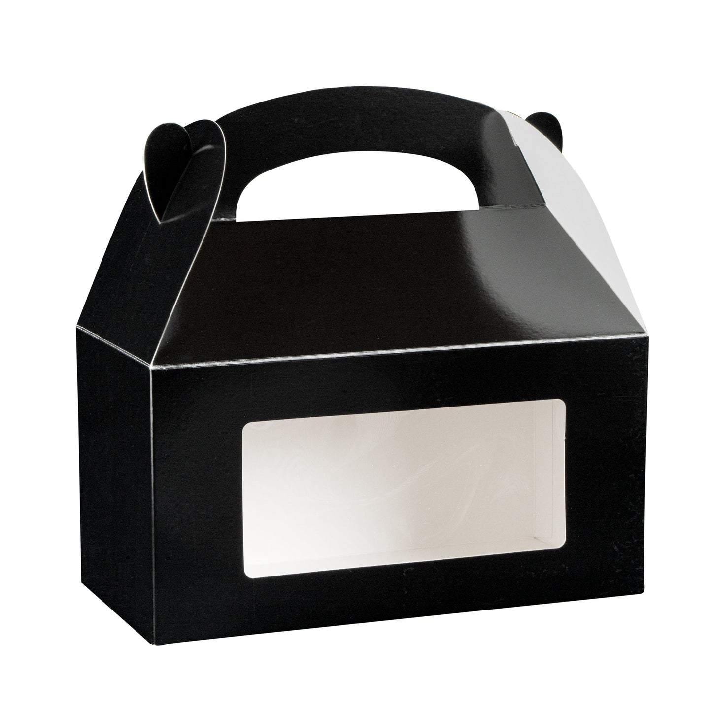 Bio Tek Black Paper Gable Box / Take Out Container - Greaseproof, with Window - 9 1/2" x 5" x 5" - 100 count box