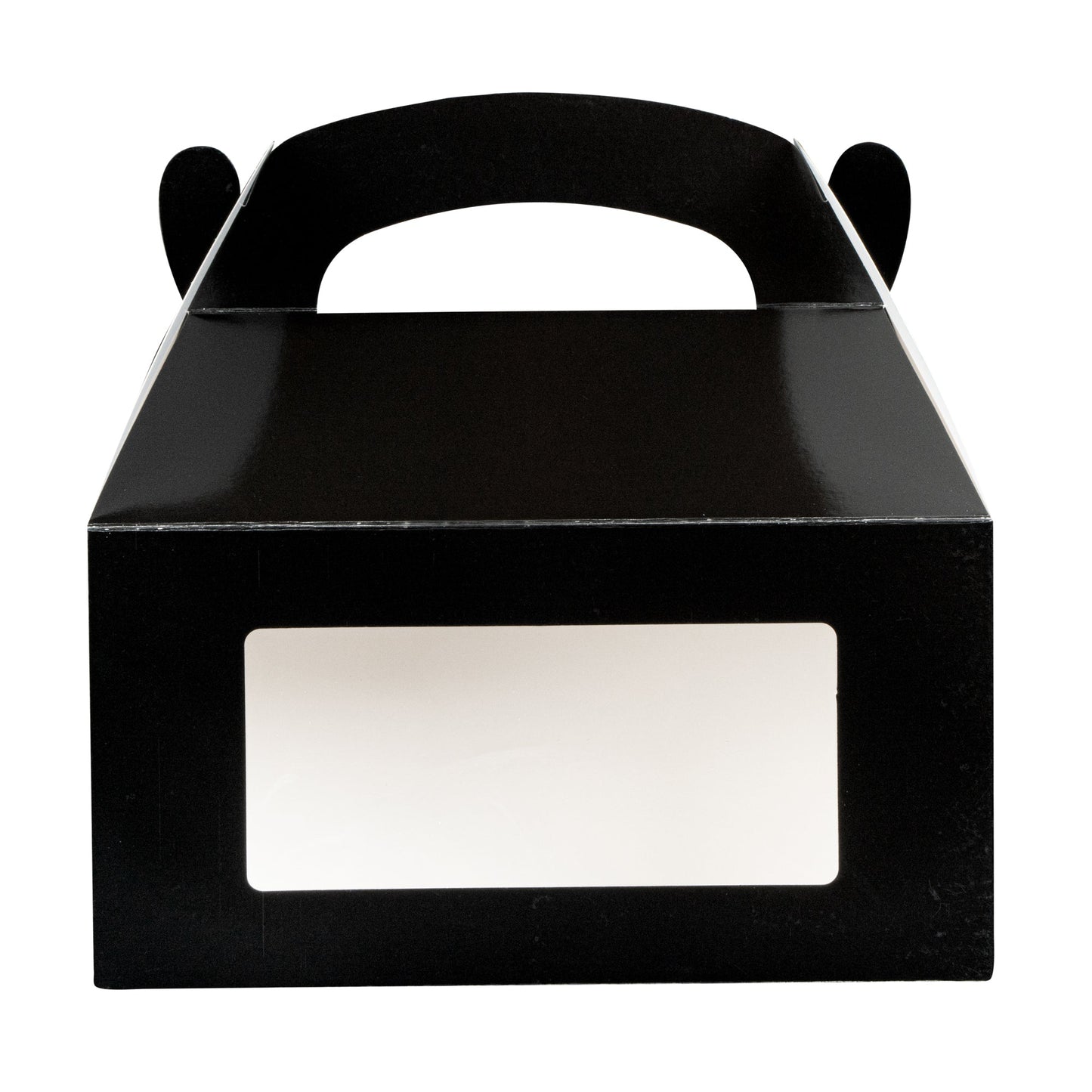 Bio Tek Black Paper Gable Box / Take Out Container - Greaseproof, with Window - 9 1/2" x 5" x 5" - 100 count box