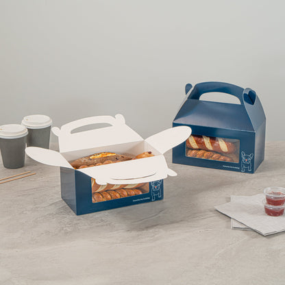 Bio Tek Frenchie Paper Gable Box / Take Out Container - with Window - 9 1/2" x 5" x 5" - 25 count box