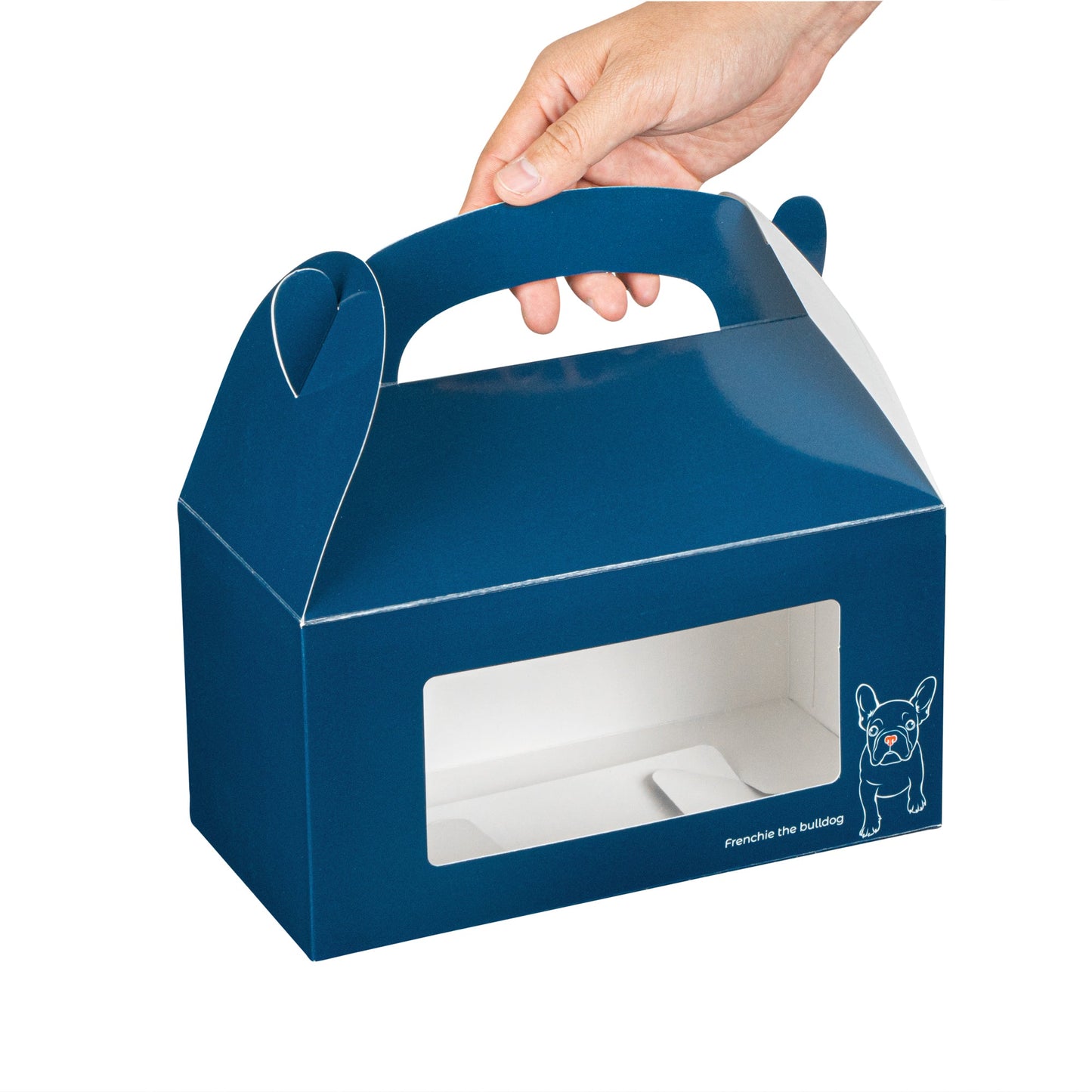 Bio Tek Frenchie Paper Gable Box / Take Out Container - with Window - 9 1/2" x 5" x 5" - 25 count box