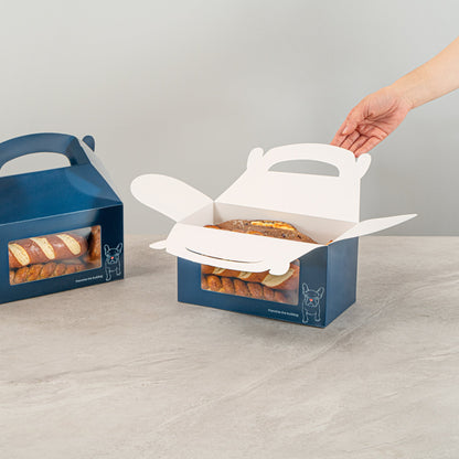 Bio Tek Frenchie Paper Gable Box / Take Out Container - with Window - 9 1/2" x 5" x 5" - 25 count box