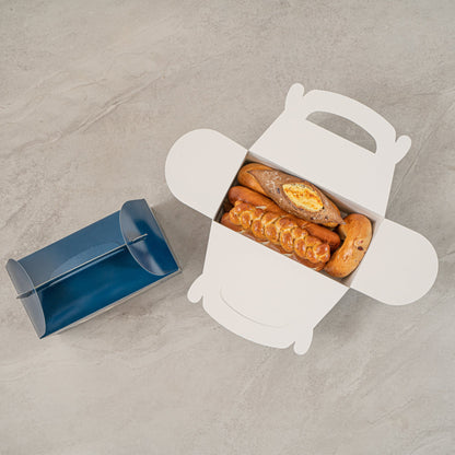 Bio Tek Frenchie Paper Gable Box / Take Out Container - with Window - 9 1/2" x 5" x 5" - 25 count box