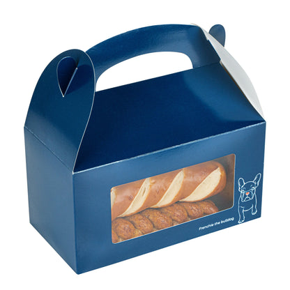 Bio Tek Frenchie Paper Gable Box / Take Out Container - with Window - 9 1/2" x 5" x 5" - 100 count box