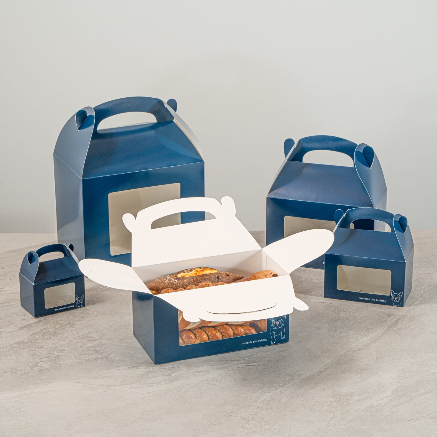 Bio Tek Frenchie Paper Gable Box / Take Out Container - with Window - 9 1/2" x 5" x 5" - 100 count box